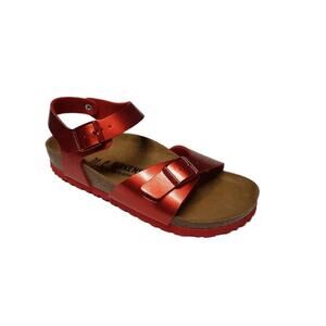 Birkenstock Rio Sandal Size 26 Toddler 8-8.5 in Soft Metallic Red New!